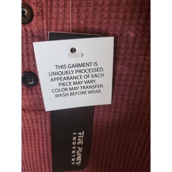 Five Points Industry Waffle Knit Mineral Wash Burgundy Crew Neck Top, NWT, Med - Picture 6 of 7